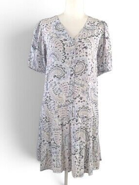 LOFT Petites Women's Floral Flounce Mini Dress Button Up Puff Sleeves - Size XSP